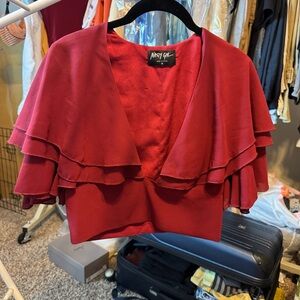 Nasty Gal Deep Red Ruffled Blouse